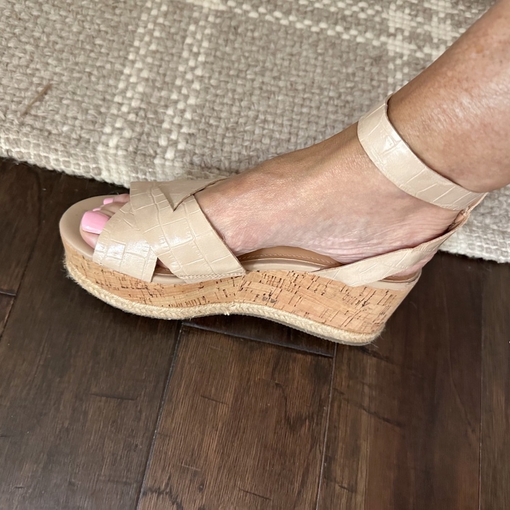 Marc Fisher ankle strap wedges. Size 8